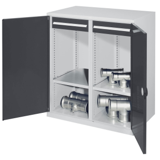 Kappes Schwerlast-Beistellschränke mit Mitteltrennwand 1110x1000x600mm Doppelwandtüren Modell 73 anthrazitgrau-Beschreibung lesen