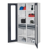 Robuster Schrank mit Mitteltrennwand und Sichtfenstertüren