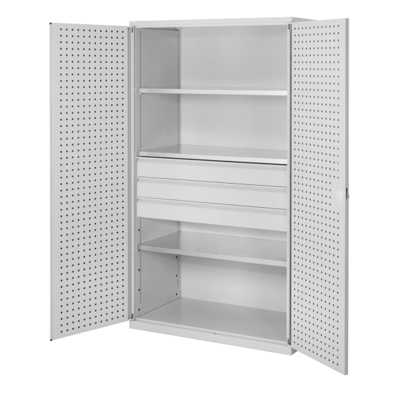 Kappes RasterPlan Großvolumenschränke 1950x1130x590mm Lochplattentüren Modell 4 lichtgrau-Beschreibung lesen