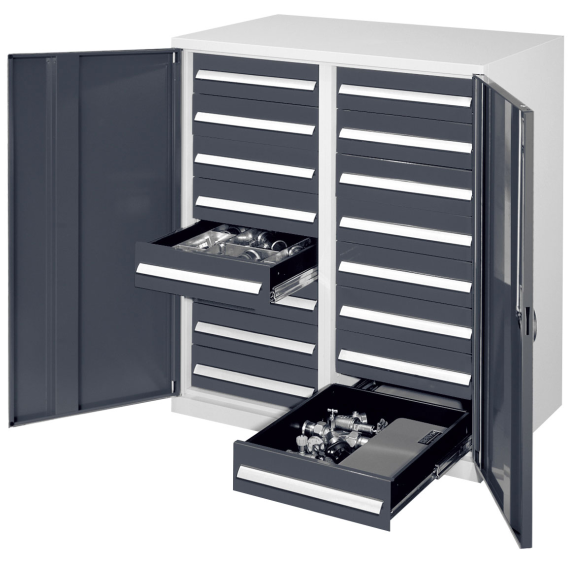 Kappes Schwerlast-Beistellschränke mit Mitteltrennwand 1110x1000x600mm Vollblechtüren Modell 72 anthrazitgrau-Beschreibung lesen