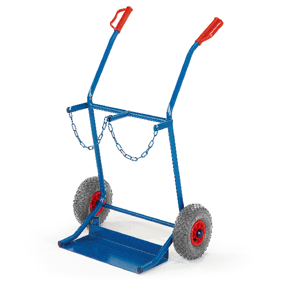 Rollcart Stahlflaschenkarre 100kg Traglast für 2 Flaschen a 20 Liter Luftbereifung-Beschreibung lesen