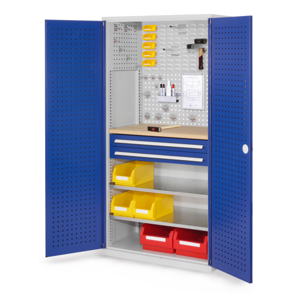 Kappes RasterPlan Schubladenschränke 1950x1000x600mm Lochplattentüren Modell 14 enzianblau-Beschreibung lesen