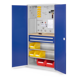 Kappes RasterPlan Schubladenschränke 1950x1000x600mm Lochplattentüren Modell 14 enzianblau-Beschreibung lesen