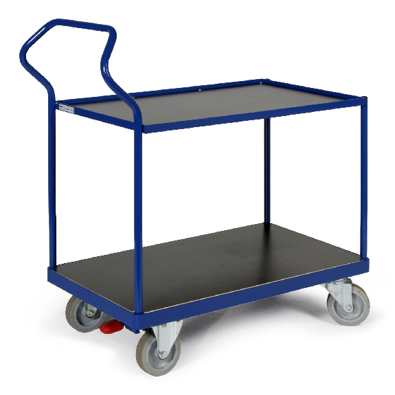 Tischwagen mit 2 Ladeflächen und Schiebebügel-Beschreibung lesen