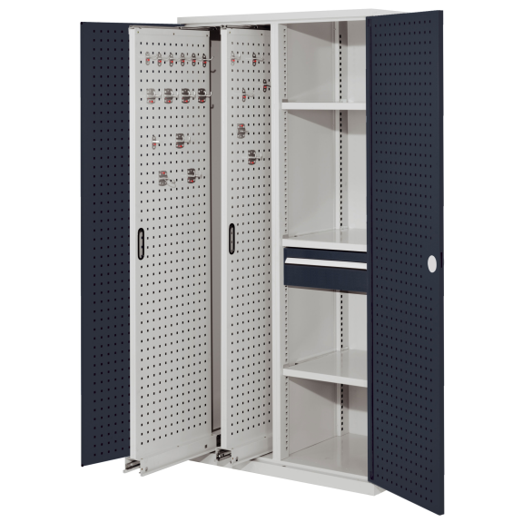 Vertikalschrank 1950x1000x600mm mit Lochplattentüren-Beschreibung lesen