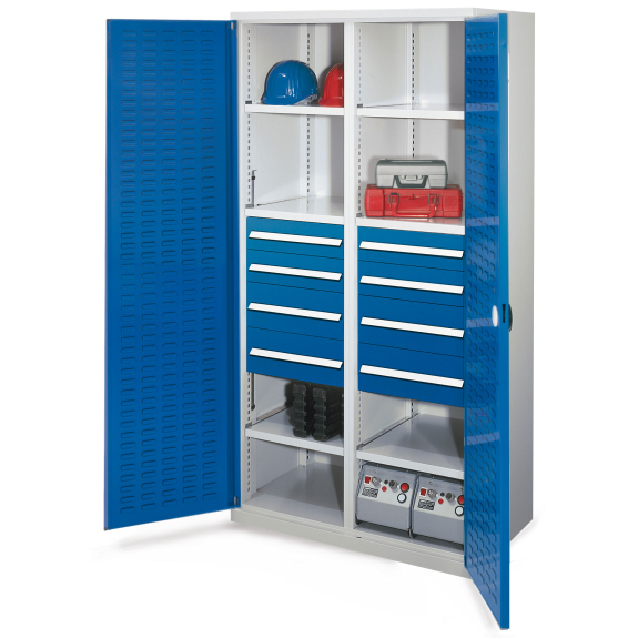 Kappes Schwerlastschränke mit Mitteltrennwand 1950x1000x600mm Schlitzplattentüren Modell 54 enzianblau-Beschreibung lesen