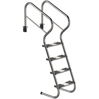 Eichenwald Poolleiter Modell 53 Treppenleiter mit Sicherheitsstufe Leiterlänge 1297mm 4 Stufen-Beschreibung lesen