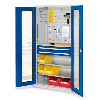 Schubladenschrank mit Sichtfenstertüren 1950x1000x600 mm-Beschreibung lesen