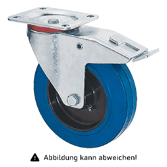 Rollcart Elastik-Lenkrolle mit Doppelstop Ø125x32mm in blau 150kg Tragkraft mit Kunststoff-Felge-Beschreibung lesen