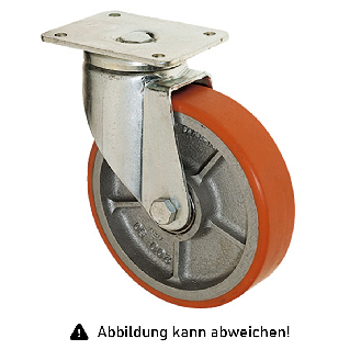 Rollcart Schwerlast Polyurethan- Lenkollen Ø125x35mm mit 250kg Tragkraft-Beschreibung lesen