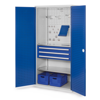 Kappes RasterPlan Schubladenschränke 1950x1000x600mm Lochplattentüren Modell 12 enzianblau-Beschreibung lesen
