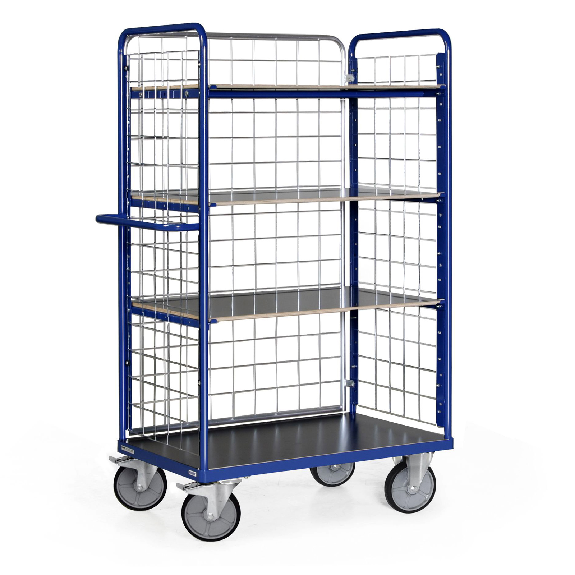 Protaurus Etagenwagen F600 mit 4 Ladeflächen und 3 Gitterwänden 1800mm hoch 1000x600mm-Beschreibung lesen