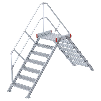 Euroline 512 Übergang 45° 600mm Stufenbreite 2x7 Stufen Alu gerieft-Beschreibung lesen