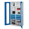 Kappes Schwerlastschränke mit Mitteltrennwand 1950x1000x600mm Sichtfenstertüren Modell 55 enzianblau