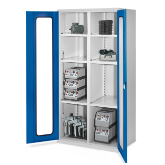 Kappes Schwerlastschränke mit Mitteltrennwand 1950x1000x600mm Sichtfenstertüren Modell 51 enzianblau-Beschreibung lesen