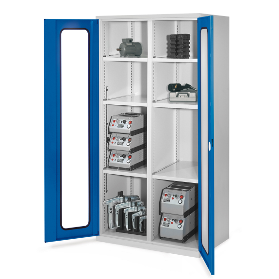 Kappes Schwerlastschränke mit Mitteltrennwand 1950x1000x600mm Sichtfenstertüren Modell 51 enzianblau-Beschreibung lesen