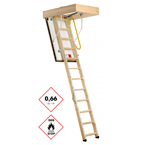 Minka Bodentreppe Eurofire Protect brandhemmend aus Fichte mit ISO-OD U-Wert 0,27 W/m2K bis 275cm Raumhöhe 114x70cm Deckenöffnung-Beschreibung lesen