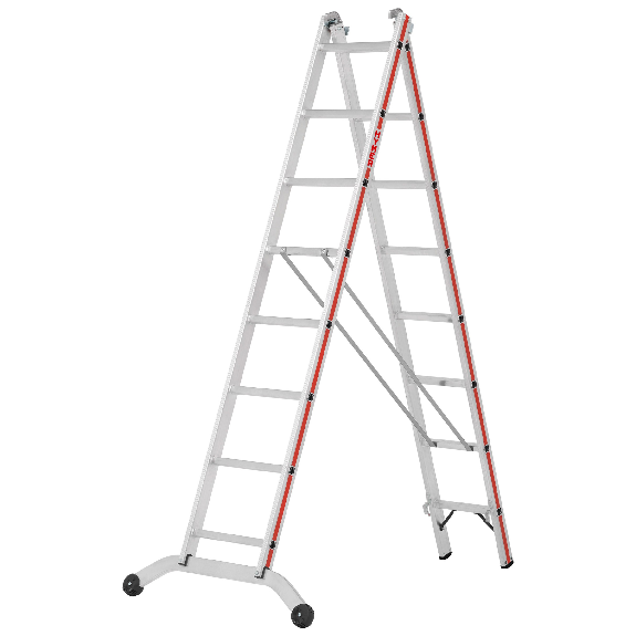 Mehrzweckleiter mit gebogener Traverse 2x8 Sprossen-Beschreibung lesen