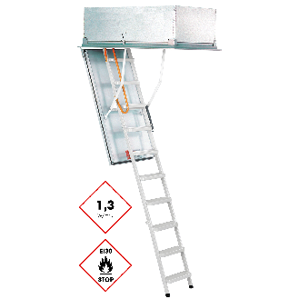 Minka Dachbodentreppe Type 15 Exklusiv Brandhemmend mit Leiter aus Stahl Deckenöffnung 140x70cm Raumhöhe 275cm-Beschreibung lesen