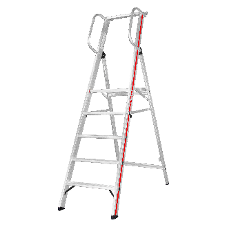 Plattformleiter mit Handlauf und Aluminium Ablageschale, 10 Stufen-Beschreibung lesen