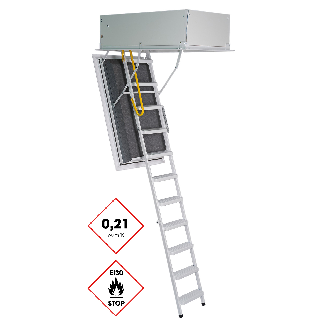 Minka Bodentreppe Arctic Fire brandhemmend U-Wert 0,21 W/m2K Deckenöffnung 110x70cm mit ISO-OD Raumhöhe bis 265cm-Beschreibung lesen