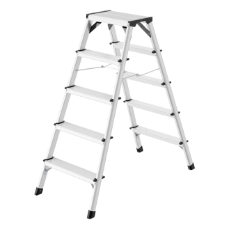 Hailo D60 StandardLine Doppelstufenleiter mit rutschsicheren geriffelten 2x5 Stufen-Beschreibung lesen