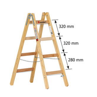 Euroline Holz Sprossenstehleiter Nr. 12506 mit Eimerhaken 2x4 Sprossen-Beschreibung lesen