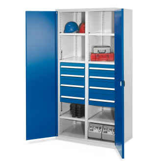 Kappes Schwerlastschränke mit Mitteltrennwand 1950x1000x600mm Doppelwandtüren Modell 54 enzianblau-Beschreibung lesen