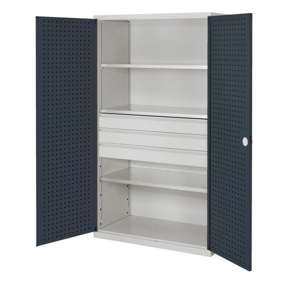 Großvolumenschrank mit Lochplattentüren 1950x1130x590mm-Beschreibung lesen