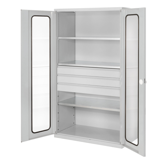 Großvolumenschrank mit Sichtfenstertüren 1950x1130x590mm-Beschreibung lesen