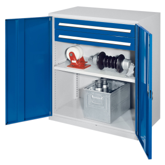 Kappes Schwerlast-Beistellschränke ohne Mitteltrennwand 1110x1000x600mm Modell 61 Vollblechtüren enzianblau-Beschreibung lesen