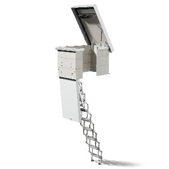 Dolle Flachdachausstieg clickFIX vario Aluminium-Scherentreppe 120 x 60 cm 1 Zwischenrahmen 266  295 cm Raumhöhe-Beschreibung lesen