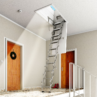Dolle Flachdachausstieg clickFIX vario Aluminium-Scherentreppe 120 x 60 cm 1 Zwischenrahmen 266  295 cm Raumhöhe-Beschreibung lesen