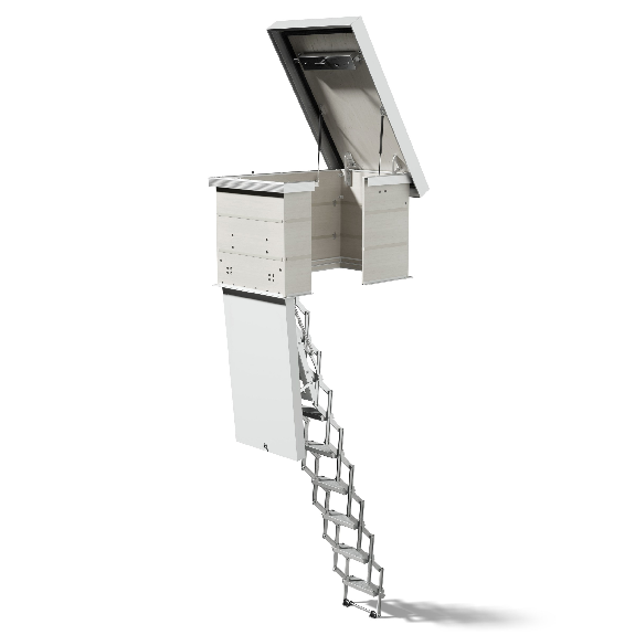 Dolle Flachdachausstieg clickFIX vario Aluminium-Scherentreppe 120 x 60 cm 1 Zwischenrahmen 266  295 cm Raumhöhe-Beschreibung lesen