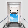 Dolle Flachdachausstieg clickFIX vario Aluminium-Scherentreppe 120 x 60 cm 1 Zwischenrahmen 266  295 cm Raumhöhe