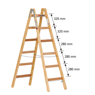 Euroline Holz Sprossenstehleiter Nr. 12506 mit Eimerhaken 2x6 Sprossen-Beschreibung lesen