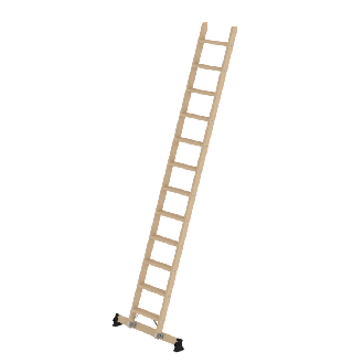 MUNK Holz-Anlegeleiter mit Nivello Traverse 12 Stufen-Beschreibung lesen