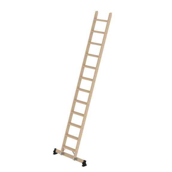 MUNK Holz-Anlegeleiter mit Nivello Traverse 12 Stufen-Beschreibung lesen