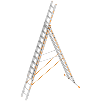 Layher TOPIC 1041 Allzweckleiter mit rutschhemmenden R12 3x14 Stufen-Beschreibung lesen
