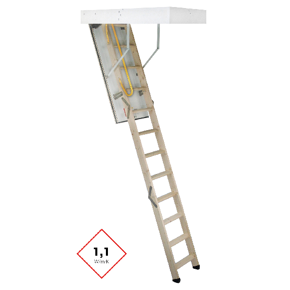 Minka Bodentreppe Tradition aus Fichte mit U-Wert 1,1 W/m2K 220-280cm Raumhöhe 110x70cm Deckenöffnung-Beschreibung lesen