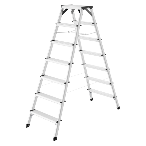 Hailo D60 StandardLine Doppelstufenleiter mit rutschsicheren geriffelten 2x7 Stufen-Beschreibung lesen