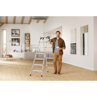 Hailo D60 StandardLine Doppelstufenleiter mit rutschsicheren geriffelten 2x7 Stufen-Beschreibung lesen