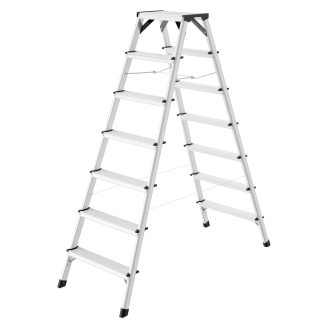 Hailo D60 StandardLine Doppelstufenleiter mit rutschsicheren geriffelten 2x7 Stufen-Beschreibung lesen