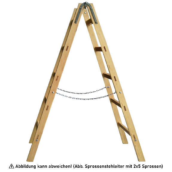 Holz Sprossenstehleiter mit Eimerhaken 2x13 Sprossen-Beschreibung lesen
