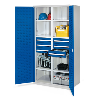 Kappes Schwerlastschränke mit Mitteltrennwand 1950x1000x600mm Schlitzplattentüren Modell 53 enzianblau-Beschreibung lesen