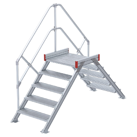 Euroline 512 Übergang 45° 600mm Stufenbreite 2x5 Stufen Alu gerieft-Beschreibung lesen