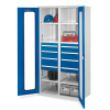 Kappes Schwerlastschränke mit Mitteltrennwand 1950x1000x600mm Sichtfenstertüren Modell 54 enzianblau