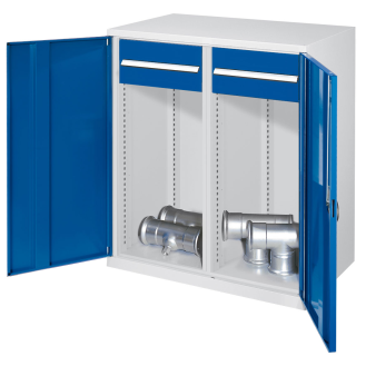 Kappes Schwerlast-Beistellschränke mit Mitteltrennwand 1110x1000x600mm Vollblechtüren Modell 75 enzianblau-Beschreibung lesen