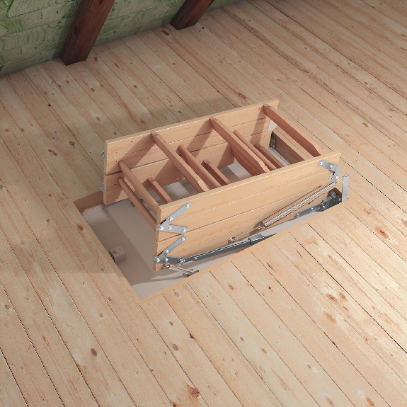 Dolle Bodentreppe mini 4-teilig bis 270cm Raumhöhe mit U-Wert 0,64 Deckenöffnung 95x60cm-Beschreibung lesen