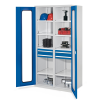 Kappes Schwerlastschränke mit Mitteltrennwand 1950x1000x600mm Sichtfenstertüren Modell 56 enzianblau